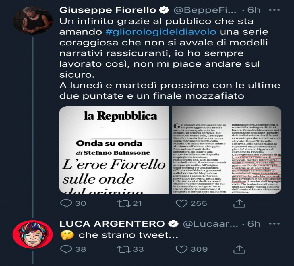 Beppe Fiorello e Luca Argentero: scontro su Twitter, ecco cos’è successo